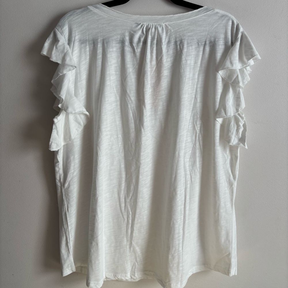 White Ruffled Sleeve Top - Picture 2 of 6